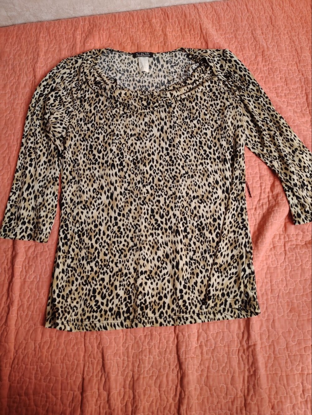 Calvin Klein Kids Leopard Print Pajama Top - Beige and Black